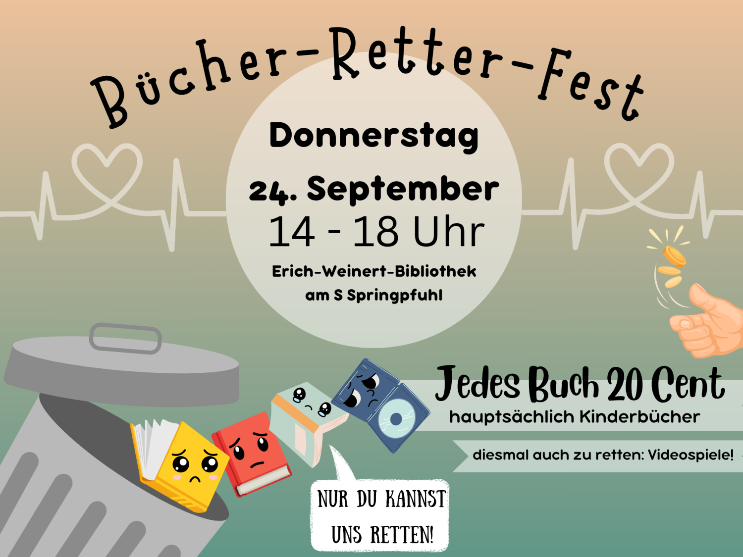 Bücher-Retter-Fest in der Erich-Weinert-Bibliothek am Springpfuhl