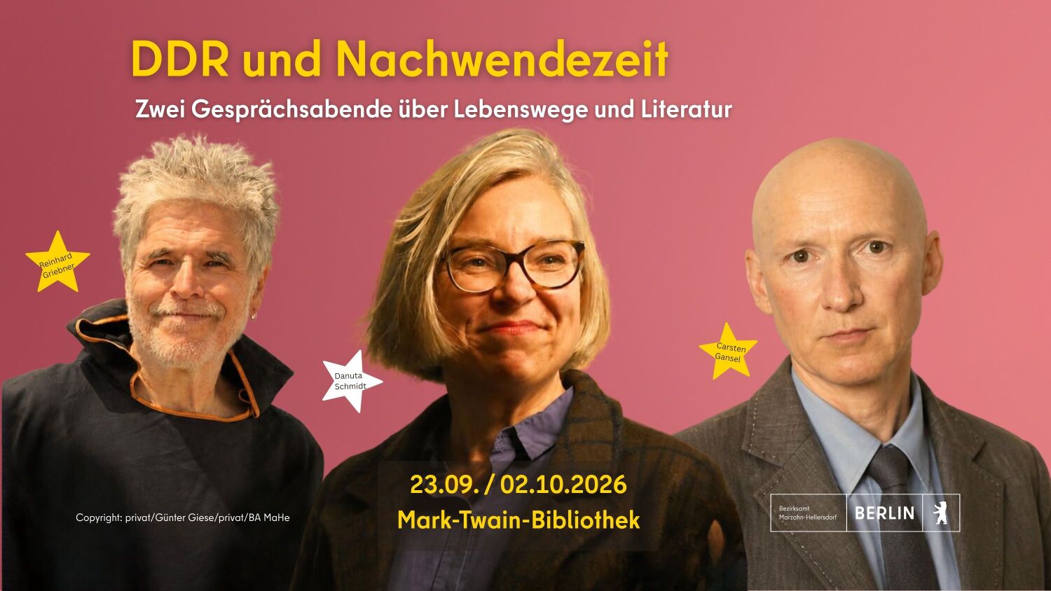DDR und Nachwendezeit: Zwei Abende in Marzahn-Hellersdorf über Lebenswege und Literatur