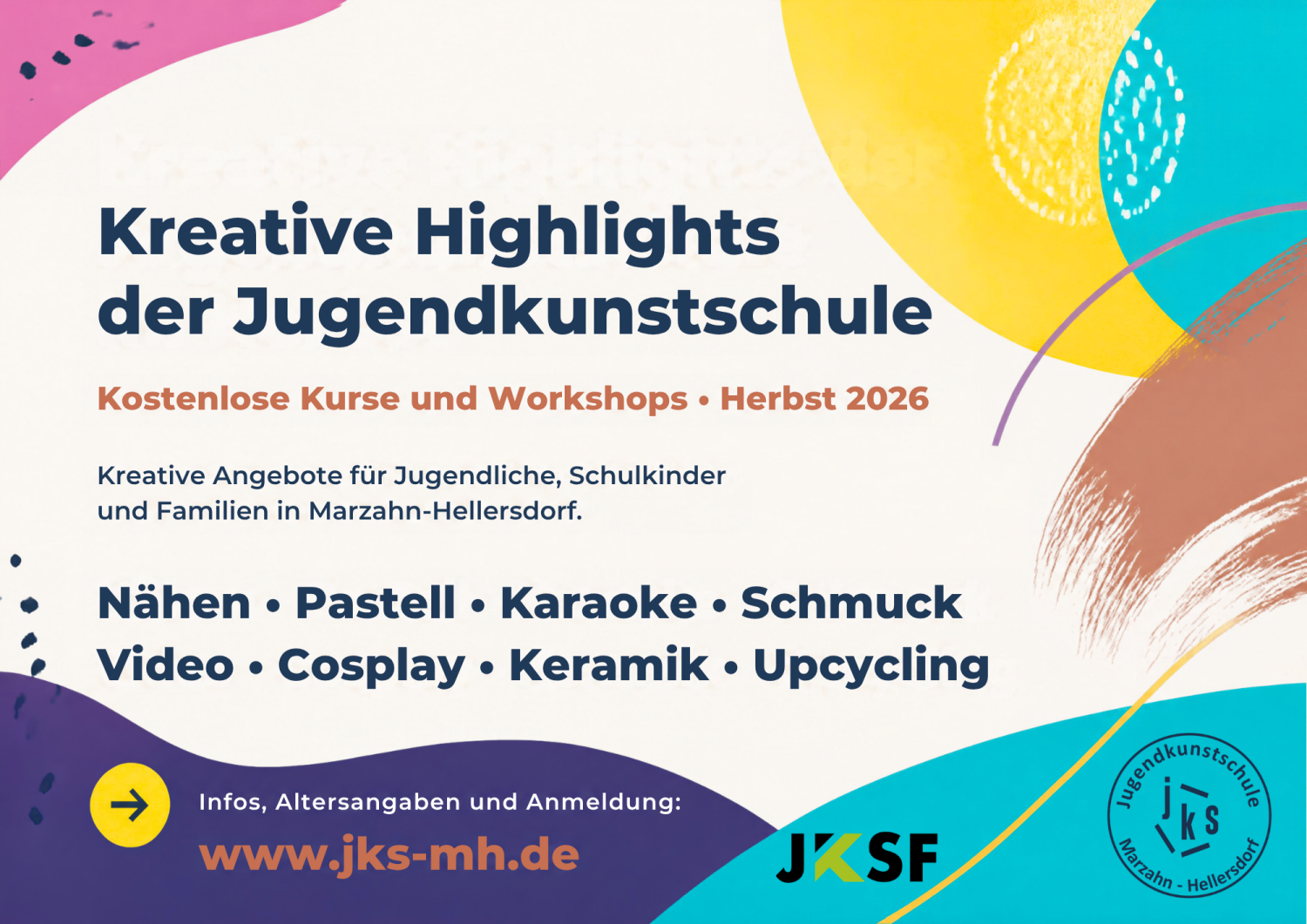 Herbstprogramm-Flyer der Jugendkunstschule