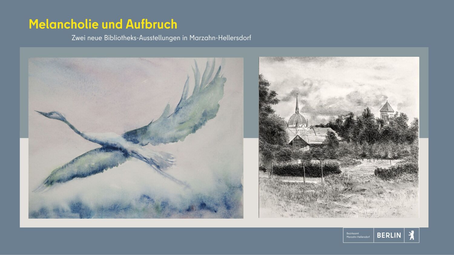 Melancholie und Aufbruch: Zwei neue Bibliotheks-Ausstellungen in Marzahn-Hellersdorf