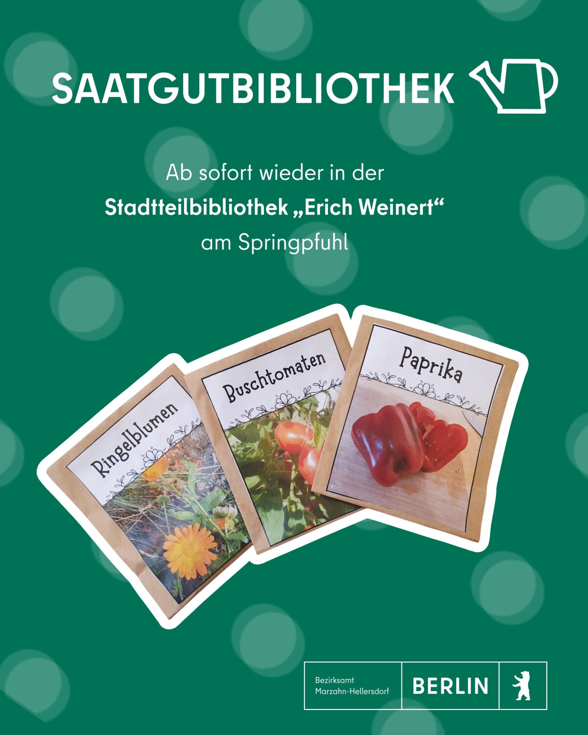 Saatgutbibliothek in der Stadtteilbibliothek „Erich Weinert“ am Springpfuhl