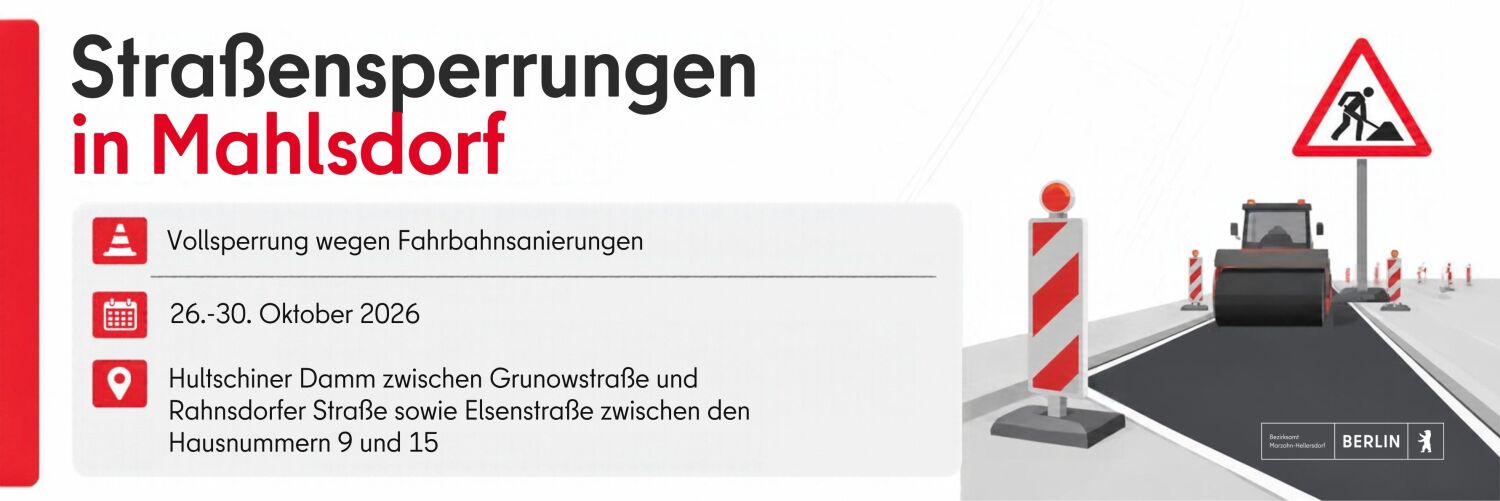 Straßensperrungen Ende Oktober in Mahlsdorf