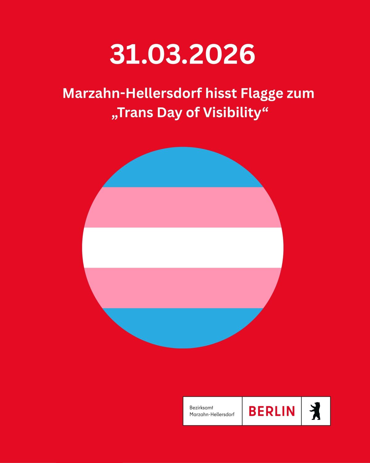 Marzahn-Hellersdorf hisst Flagge zum „Trans Day of Visibility“