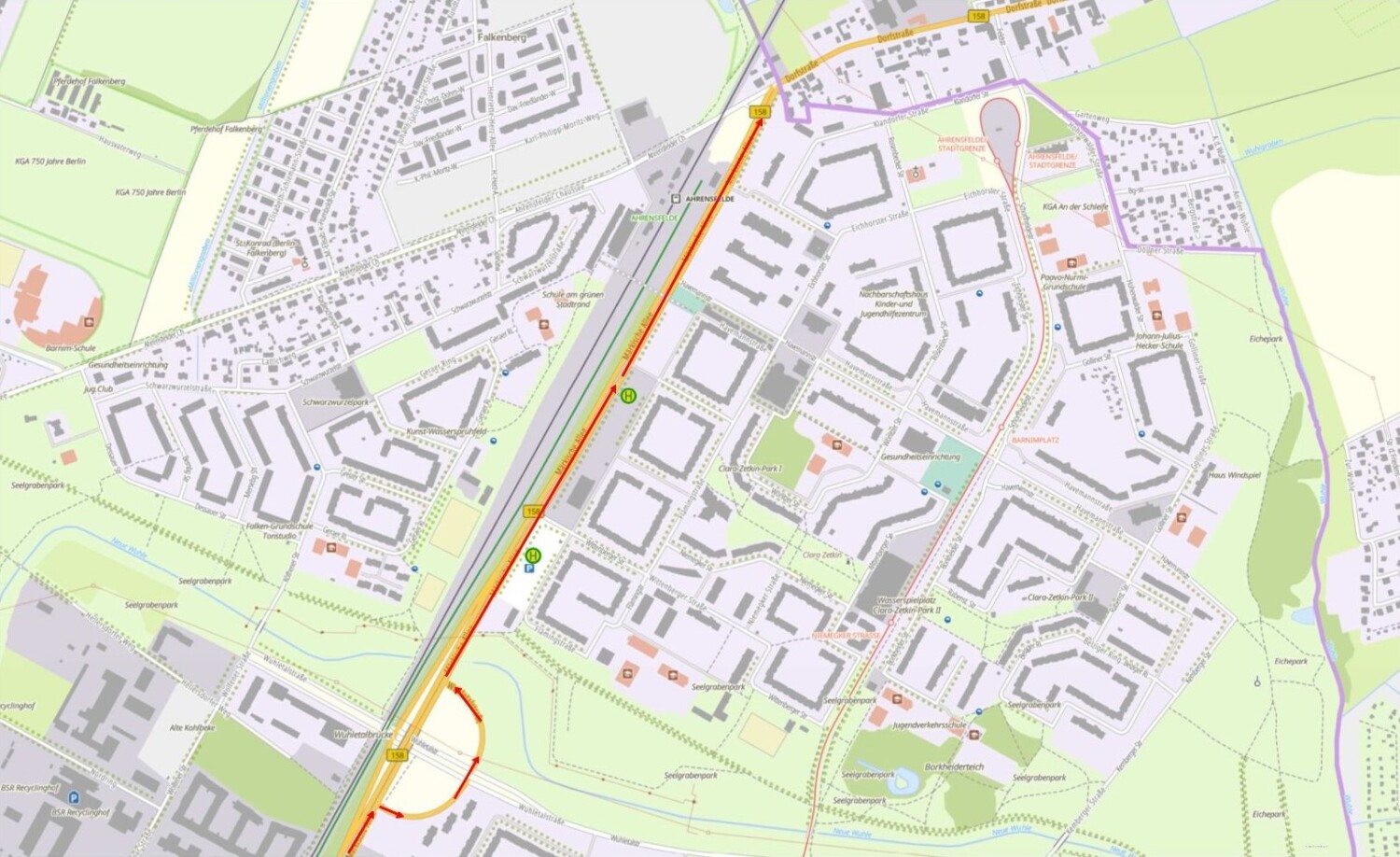 Umleitung Bus 197 in Richtung Prerower Platz