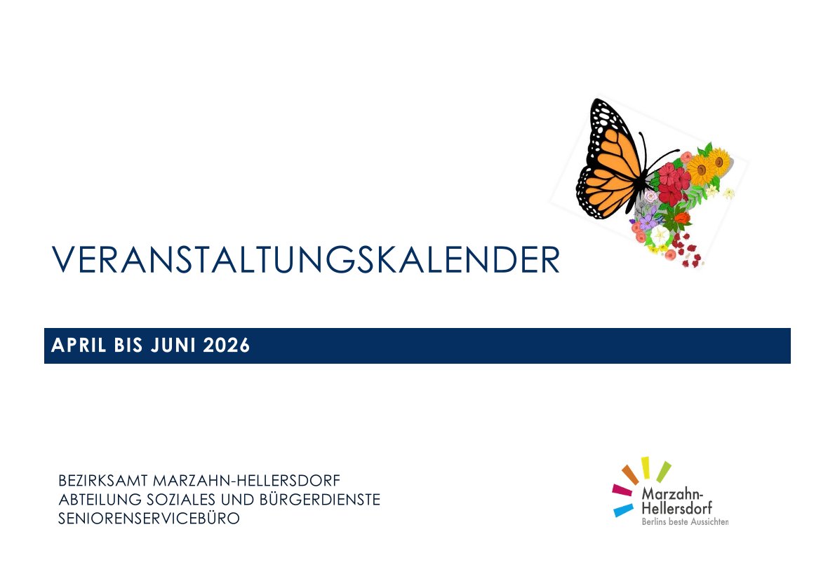 Veranstaltungskalender April bis Juni 2026 für Seniorinnen und Senioren