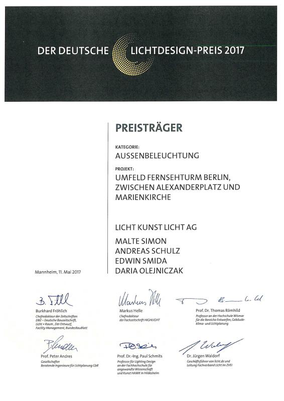 deutscher Lichtdesign Preis 2017
