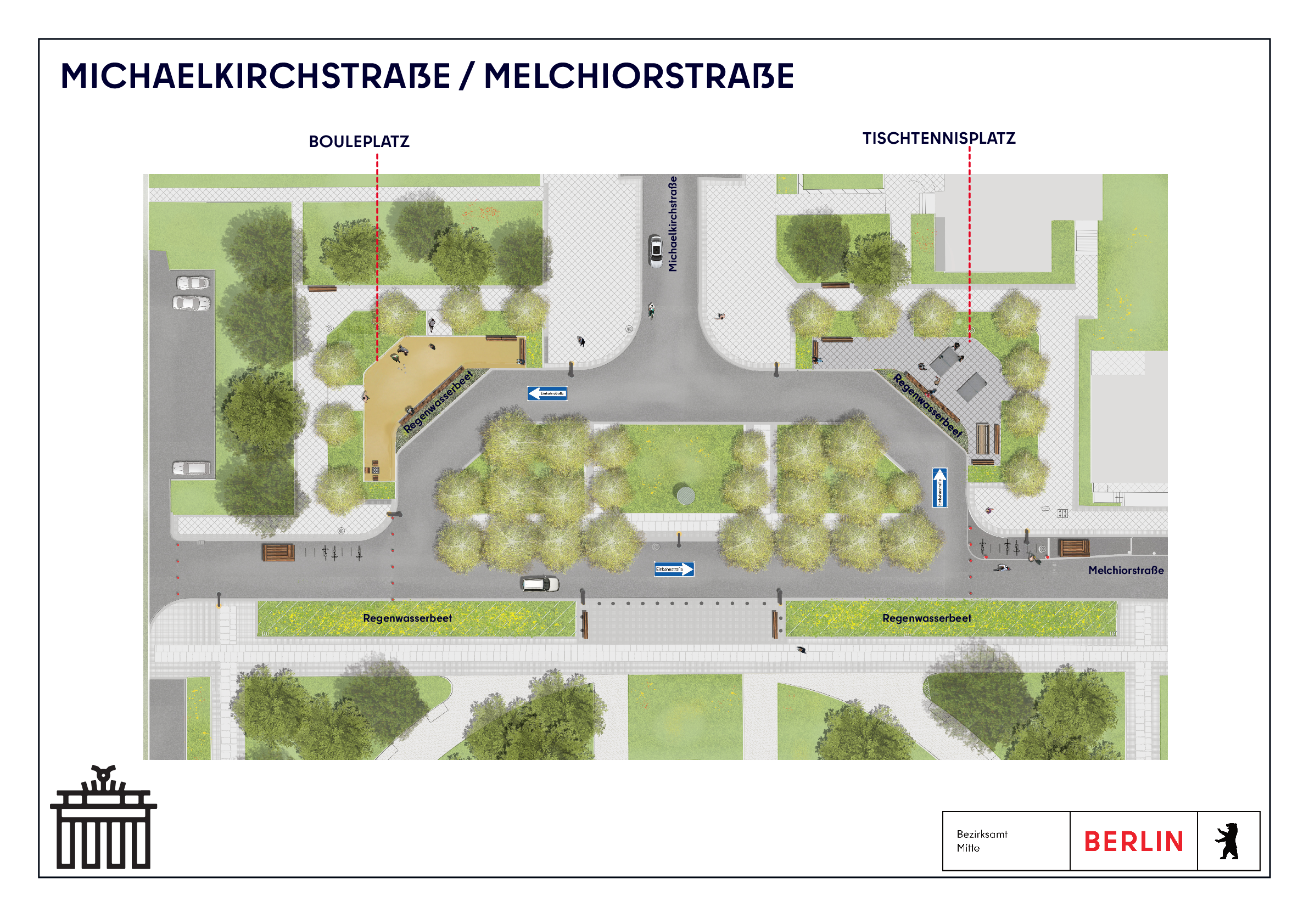 Umgestaltung des öffentlichen Straßenlandes im nördlichen Umfeld des Michaelkirchplatzes.