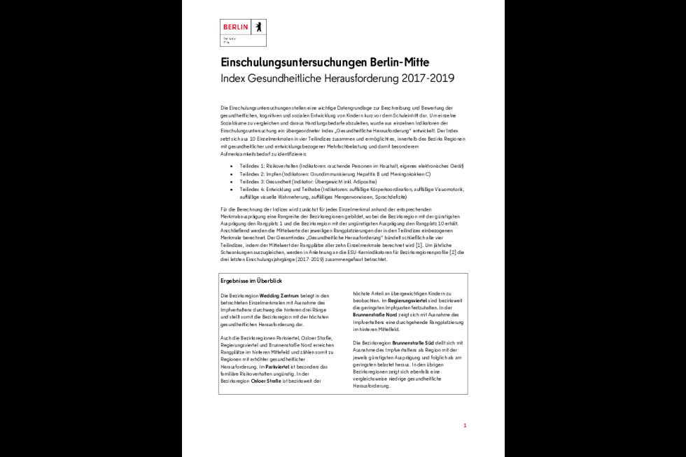 Einschulungsuntersuchungen Berlin-Mitte 2019