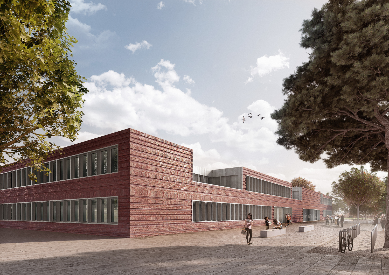 Außenperspektive der Bauplanungen zur Clay-Schule in Neukölln