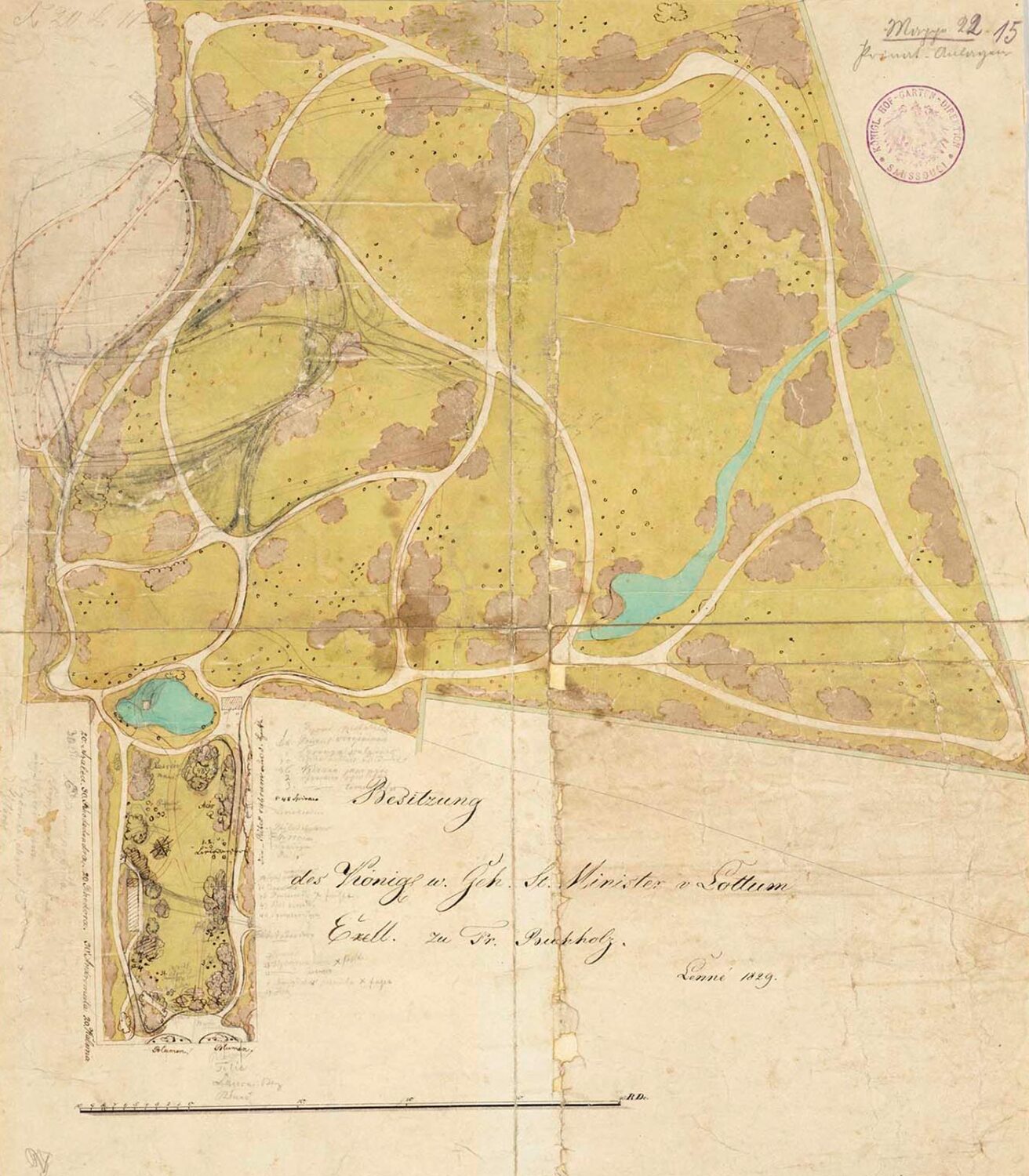 Plan des Parks Buchholz, 1829