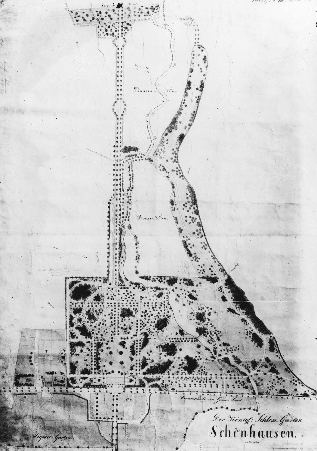 Plan des königlichen Gartens Schönhausen 1829
