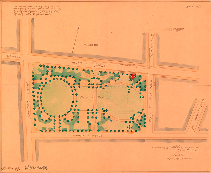 Lageplan des Falkplatzes, Dezember 1911
