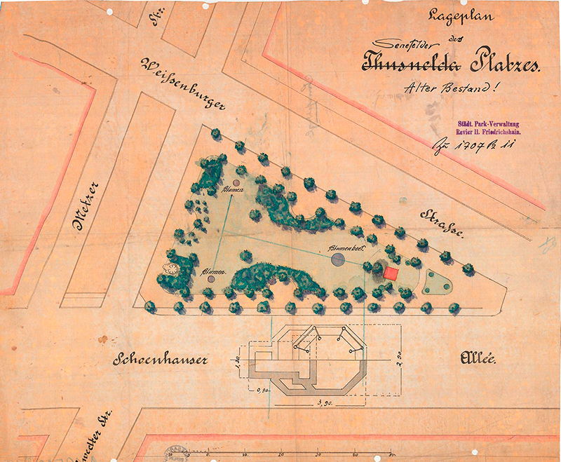 Lageplan des Senefelderplatzes (Thusneldaplatz), 1911