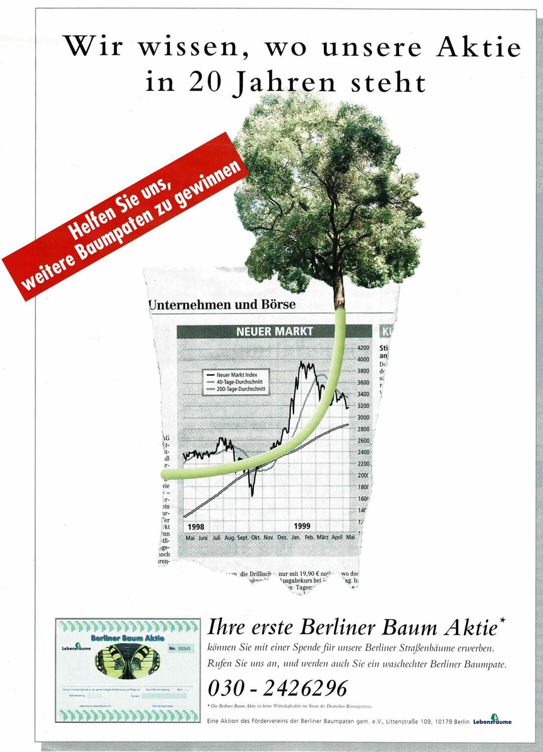 Werbung für die Berliner Baum Aktie, 2000