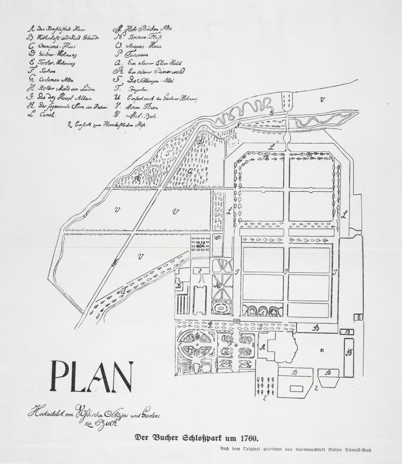 Plan Bucher Schlosspark um 1760