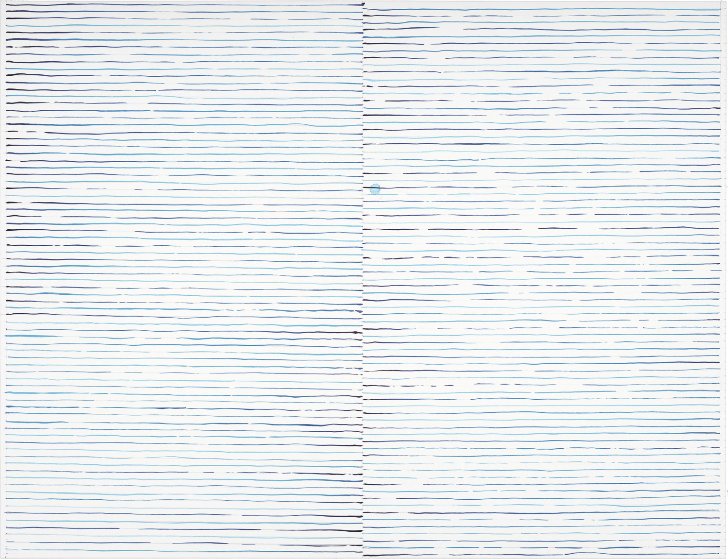 Anke Becker, Aufzeichnungen (Notations), Teil einer 25-teiligen Serie, 2020, Tusche, Bleistift und roter Buntstift auf Papier, 50 x 60 cm