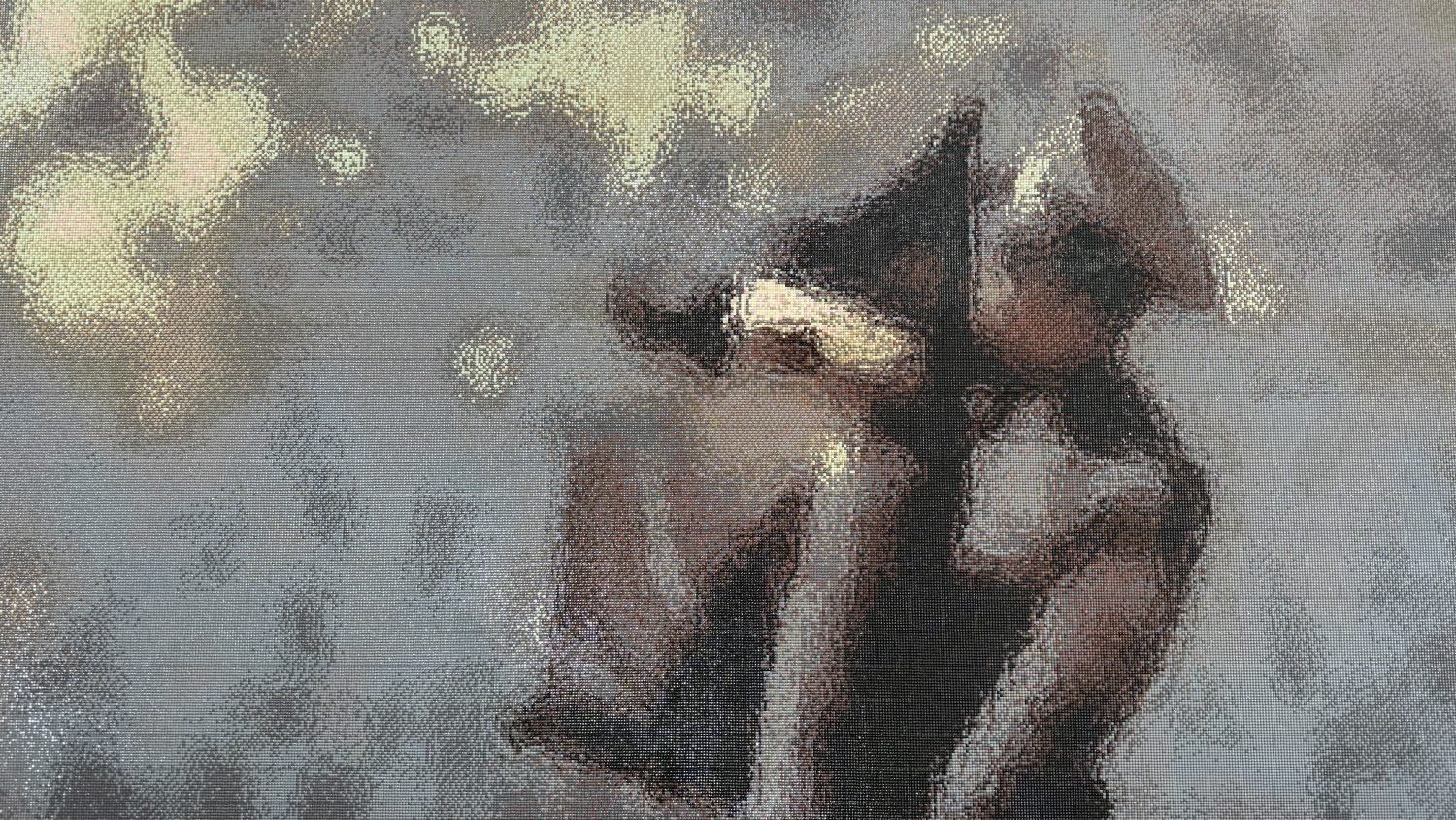 Yena Kim: Kiss (Detail), 2025, Mikroplastikperlen, 177 × 177 cm