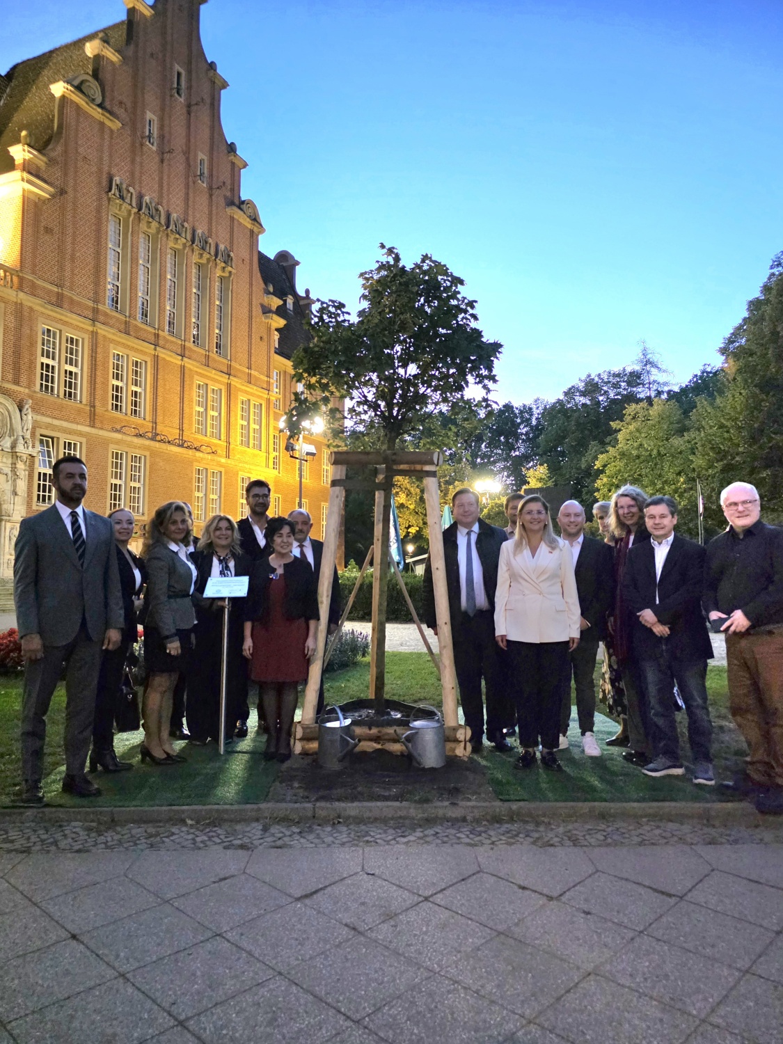 Ein Baum am Rathaus Reinickendorf als sichtbares Zeichen der Partnerschaft mit Bakırköy.