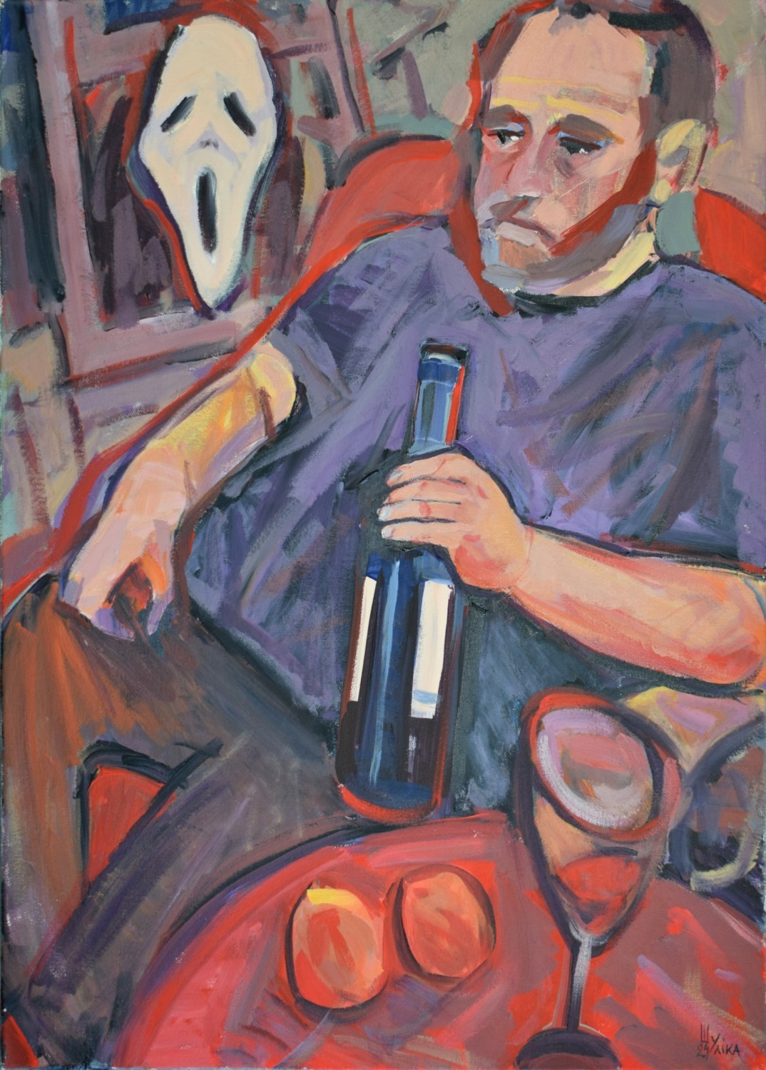 Olga Shulika: Porträt, 2024, Acryl auf Leinwand