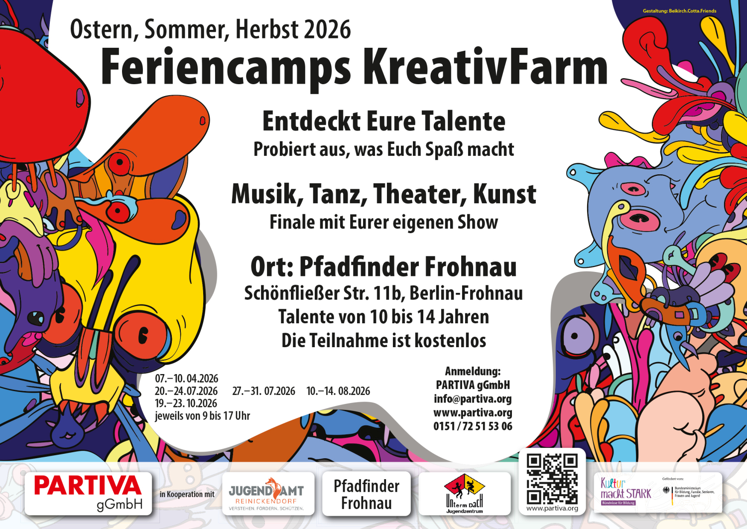 Info Flyer Kreativfarm Ostern, Sommer, Herbst