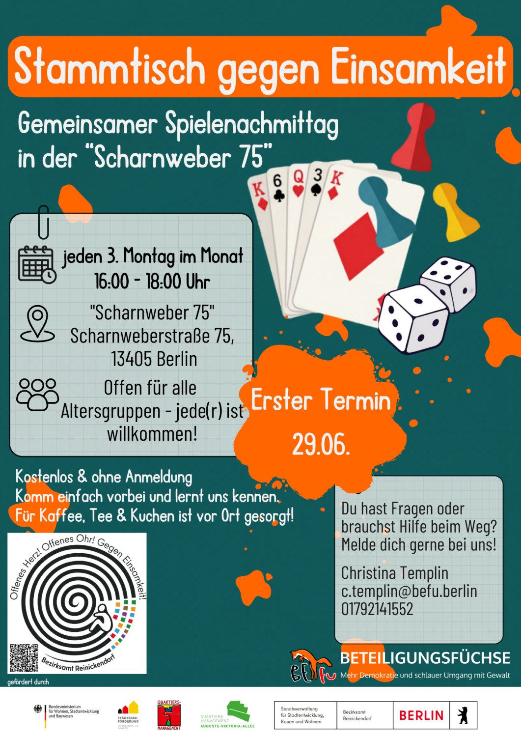 Stammtisch gegen Einsamkeit - Scharnwerber 75 Flyer