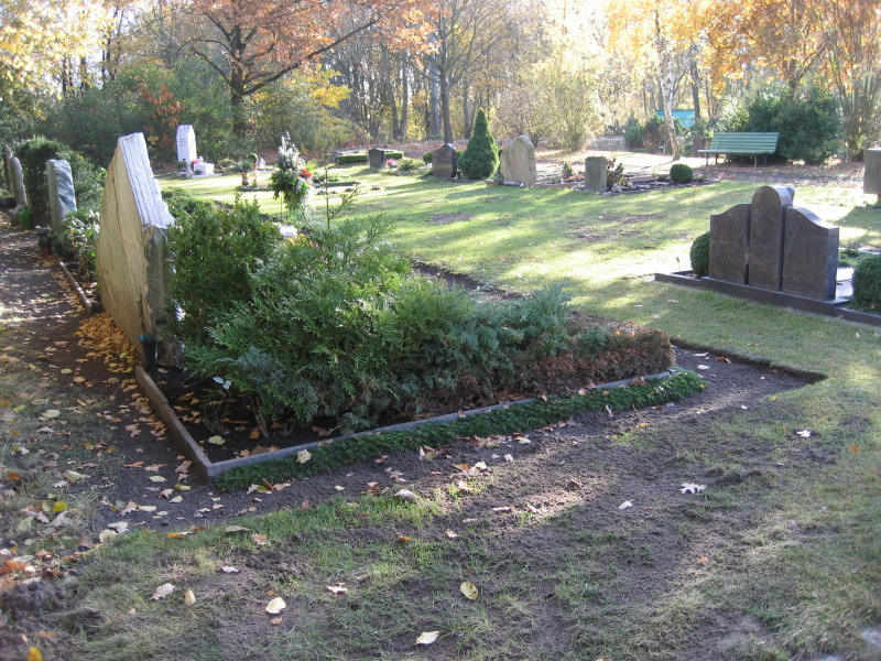 Ansicht von bepflanzten Erdwahlgrabstätten Landschaftsfriedhof Gatow