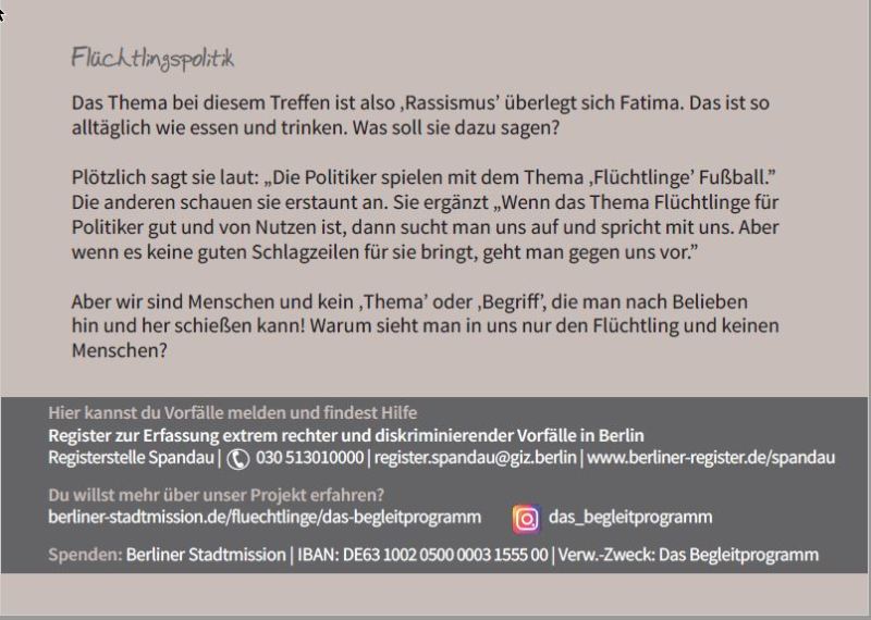 IWgR 2021_Das Begleitprogramm_Postkartenaktion_ Motiv Flüchtlingspolitik