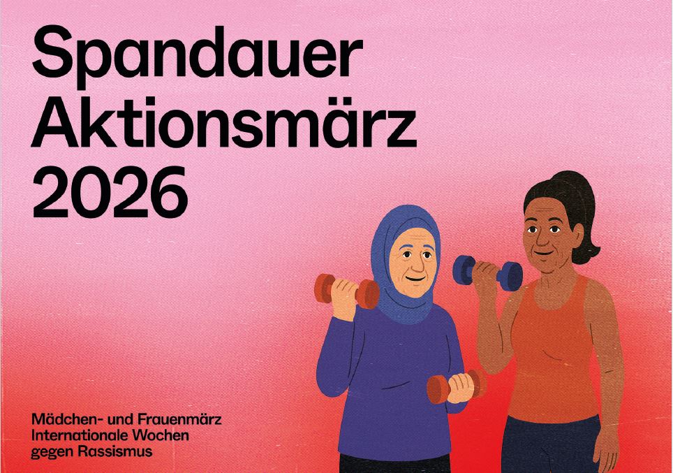 Spandauer Aktionsmärz Postkarte rot Frauen beim Sport
