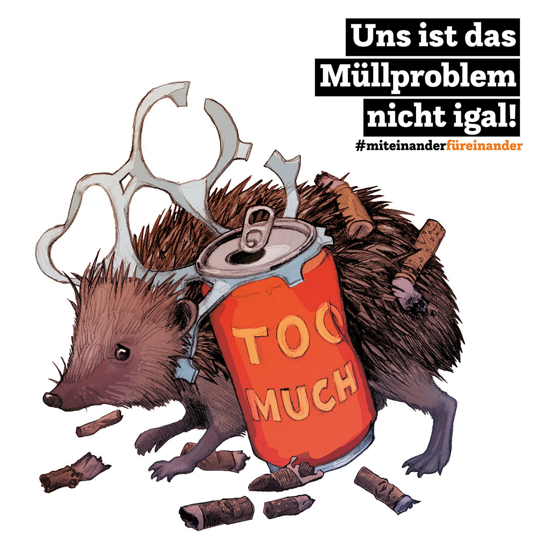 Kampagne #MiteinanderFüreinander, Illustration "Uns ist das Müllproblem nicht igal!"