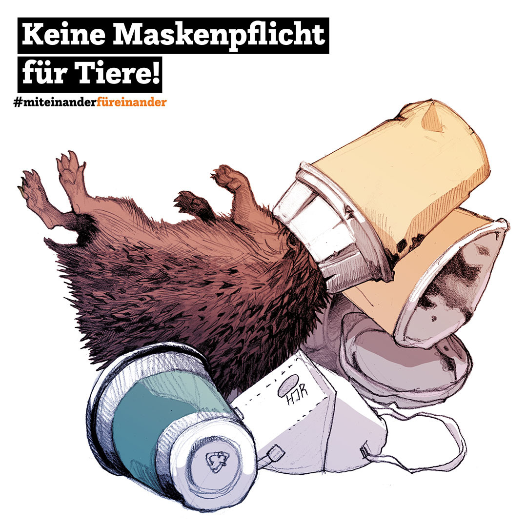 Kampagne #MiteinanderFüreinander, Illustration "Keine Maskenpflicht für Tiere!"