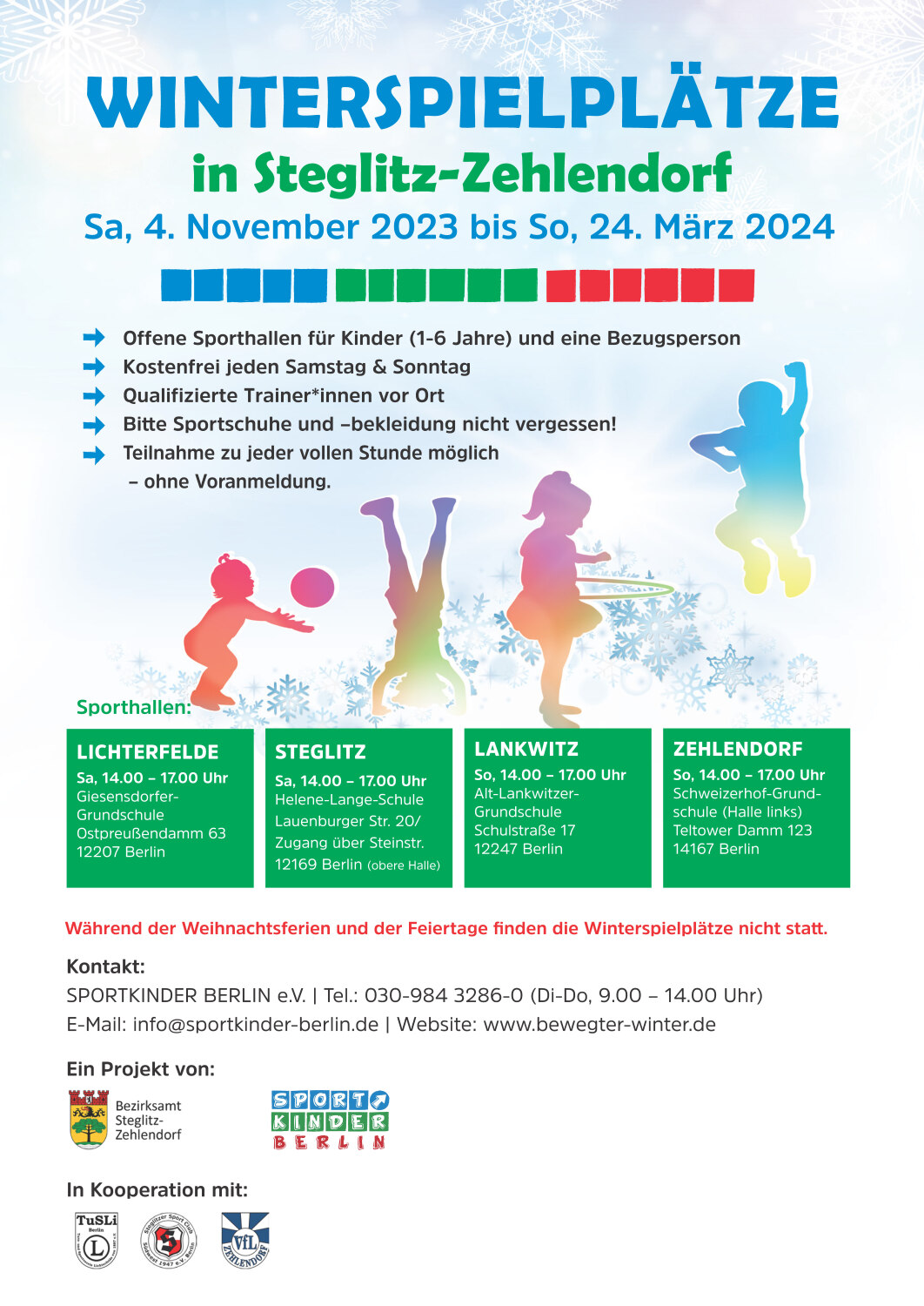 Flyer - Winterspielplätze in Steglitz-Zehlendorf 2023/2024