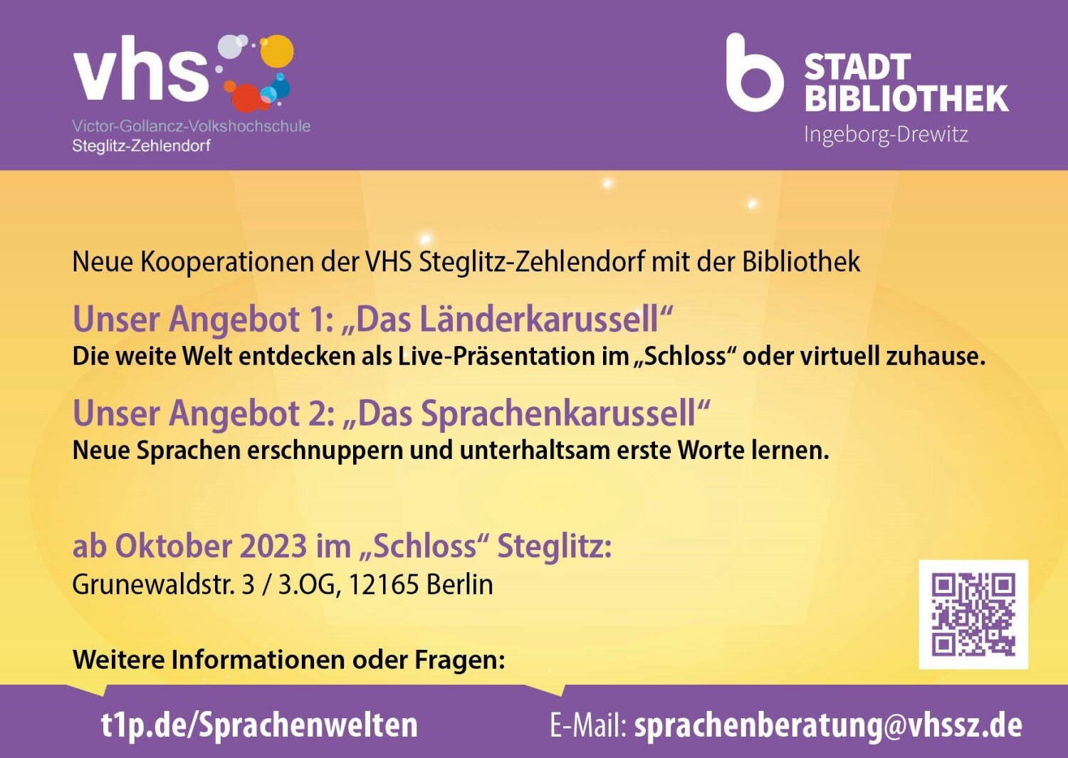 Flyer zur Kooperation (Rückseite) VHS und Bibliothek