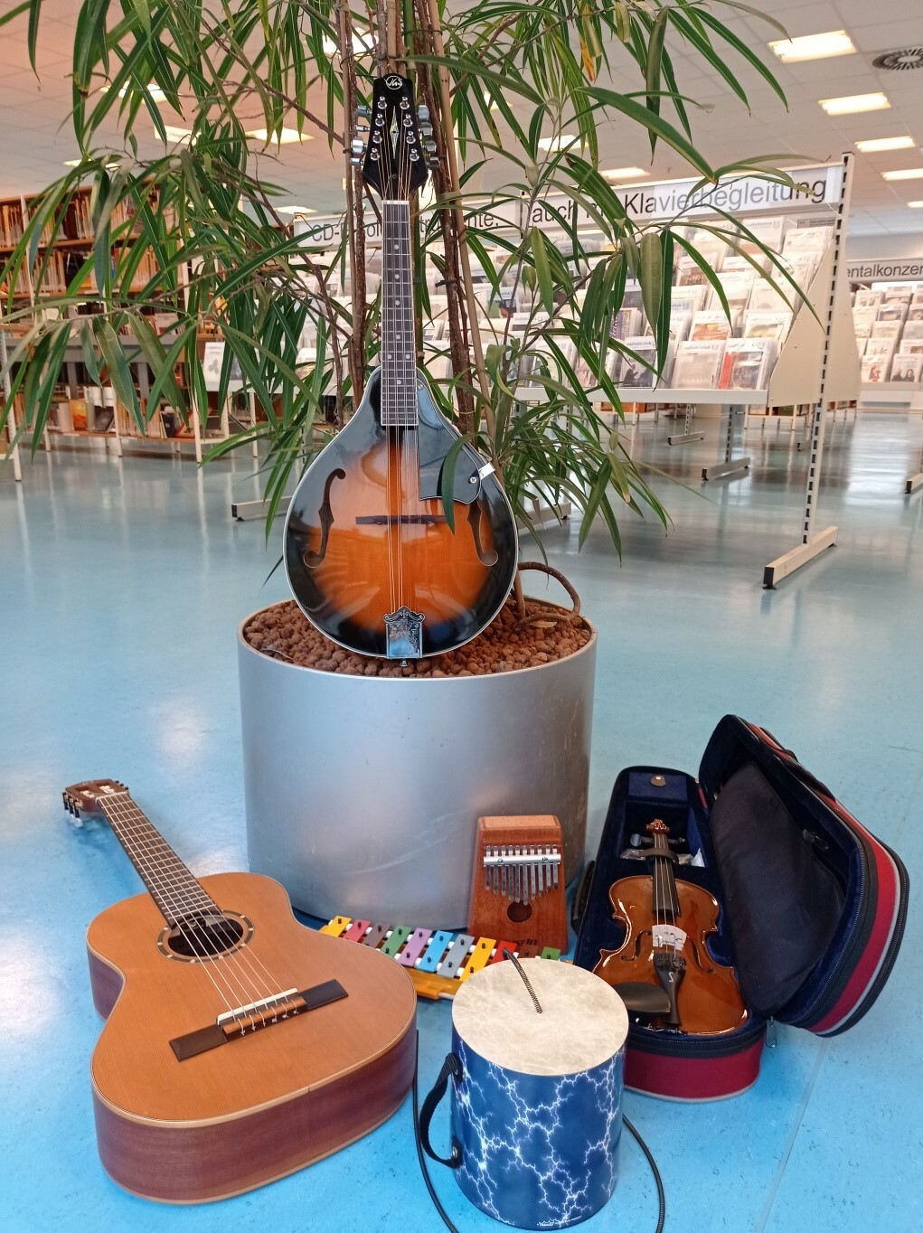 Verschiedene Instrumente in der Ingeborg-Drewitz-Bibliothek