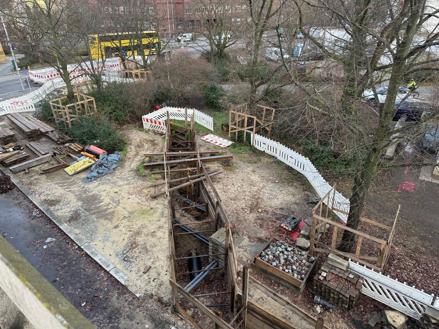 Baustelle Schildhornstraße von oben
