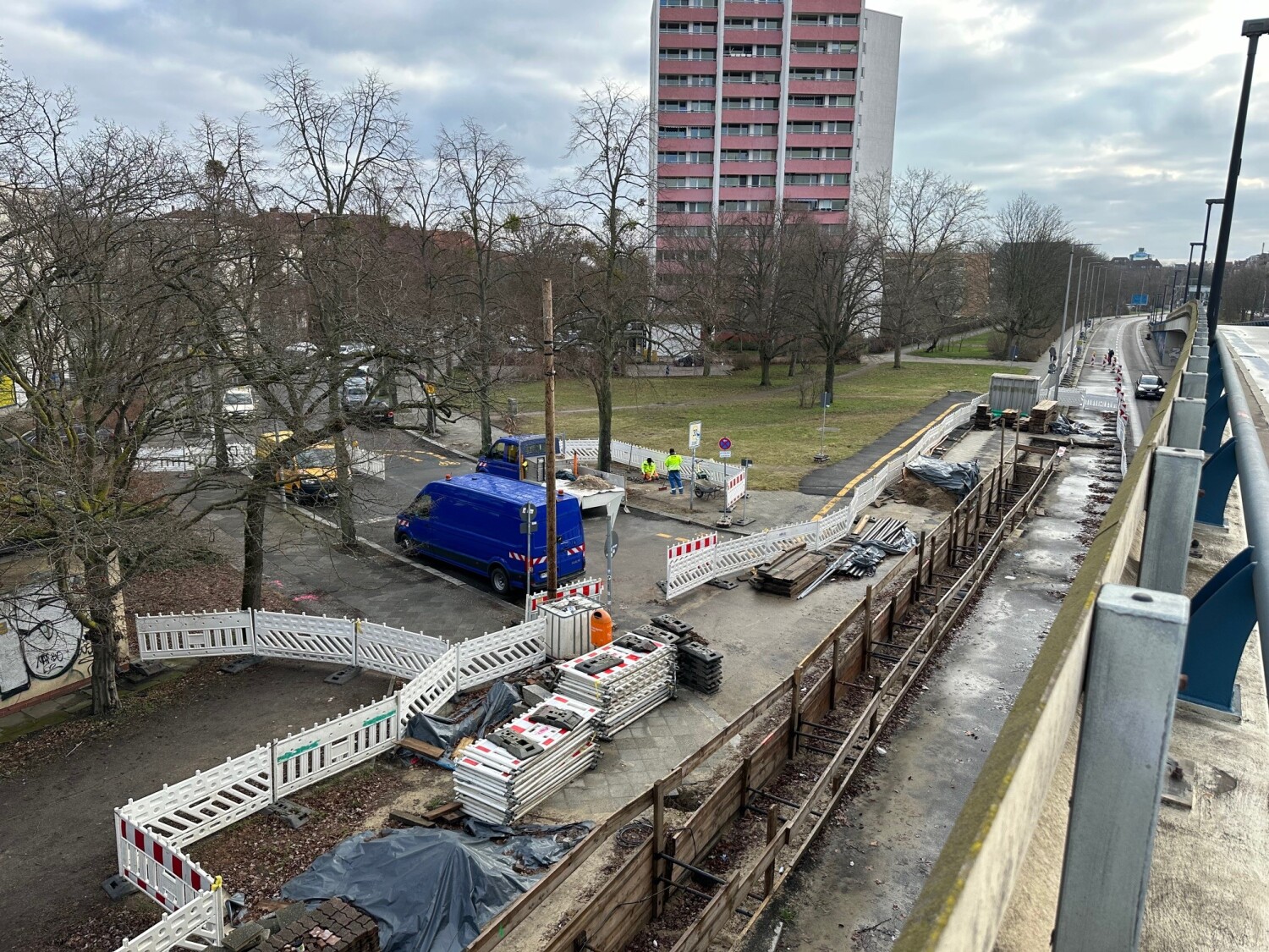 Baustelle Schildhornstraße von oben 2