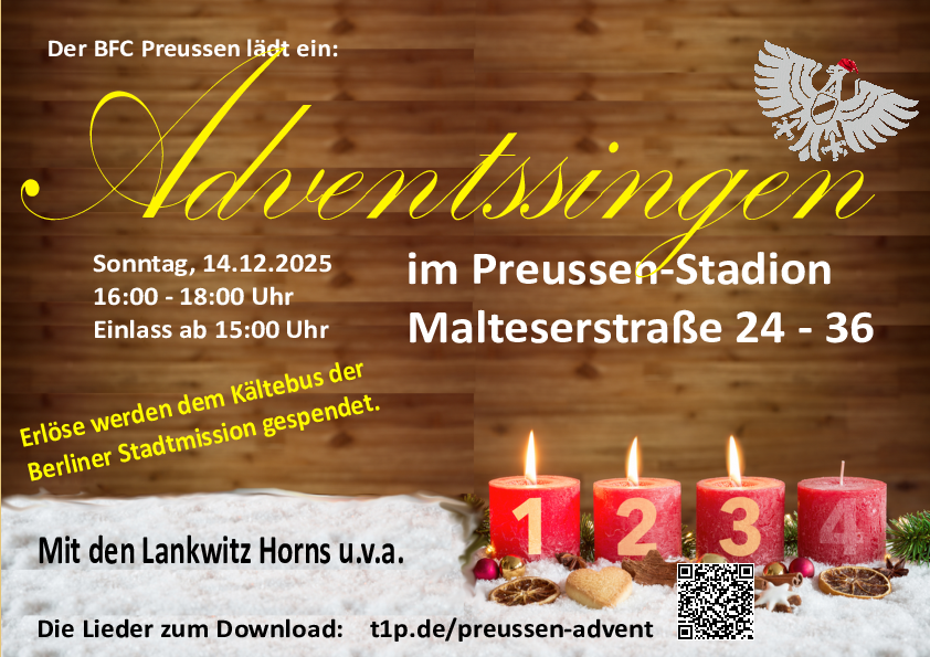 Flyer Adventssingen im Preussen-Stadion