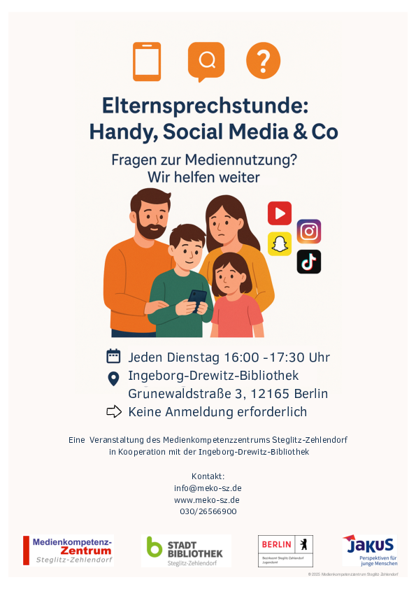 Flyer Elternsprechstunde: Handy, Social Media & Co.