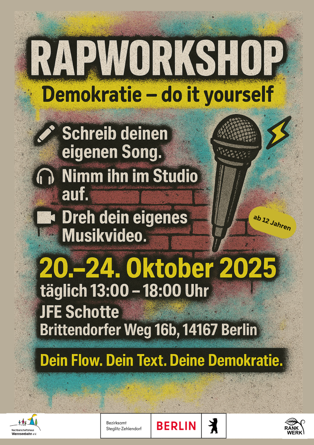 Rapworkshop „Dein Flow. Dein Text. Deine Demokratie.“