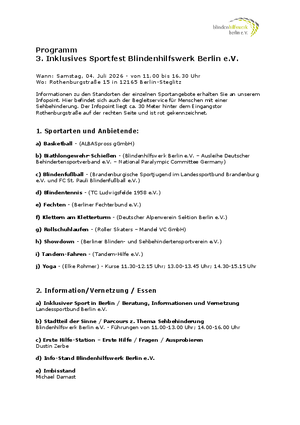 Sportfest Programm