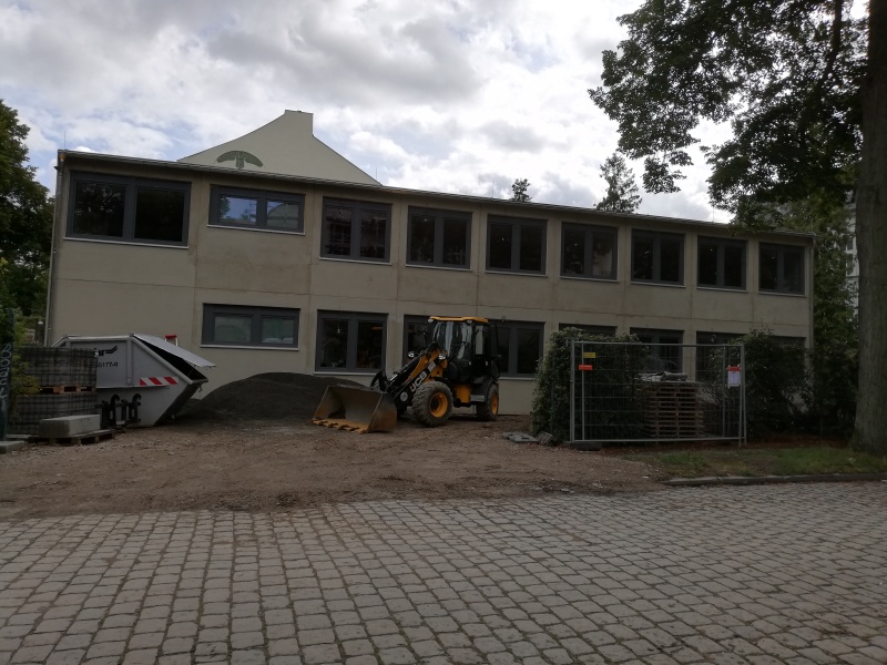 Käthe-Kruse-Grundschule - Fassadenansicht Containerneubau - Stand: 04.09.2020