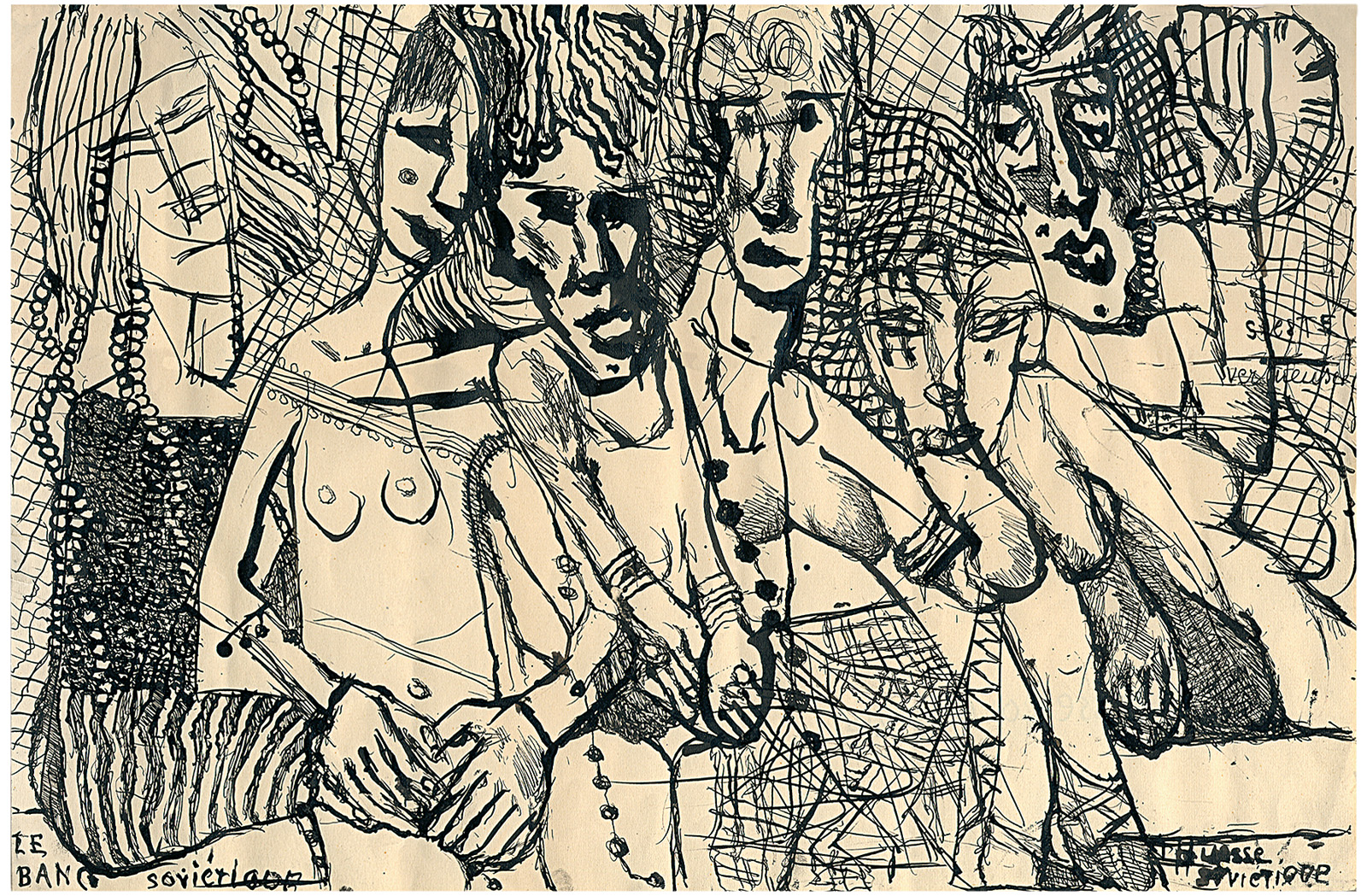 Louis Soutter: Le banc soviètique / Die sowjetische Bank, 1930–1937, Tusche/Papier, 29,7 x 43,8 cm