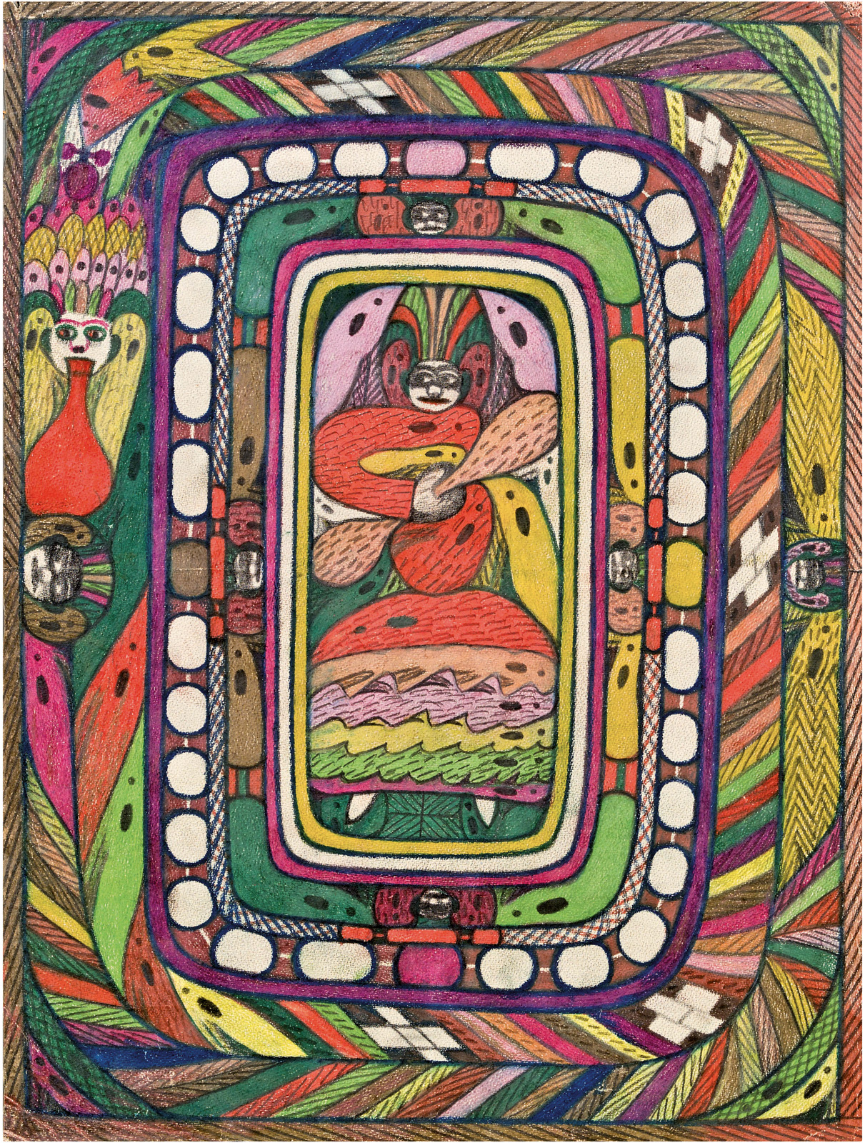 Adolf Wölfli: Heilige Santa Maria, o. J., Buntstift/Papier, 50 x 37,5 cm