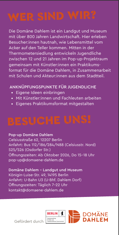 Pop Up Domäne Dahlem in der Thermo