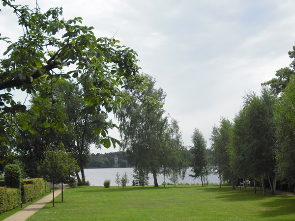 Der Blick von der Terrasse auf den Garten