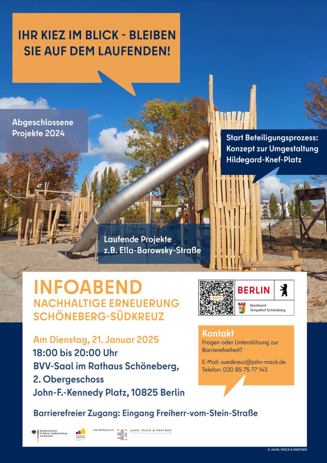 Plakat zum Infoabend "Nachhaltige Erneuerung Schöneberg-Südkreuz.