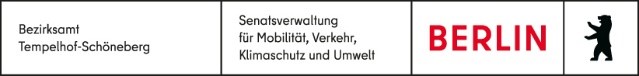 Logo des Bezirksamtes Tempelhof-Schöneberg in Kombination mit der Senatsverwaltung für Mobilität, Verkehr, Klimaschutz und Umwelt