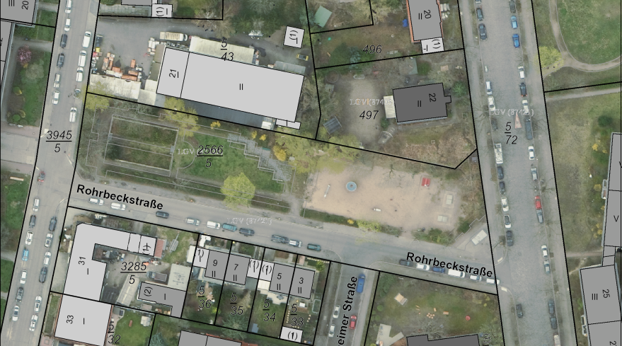 Luftbild Rohrbeckstraße 2 vor der Umgestaltung