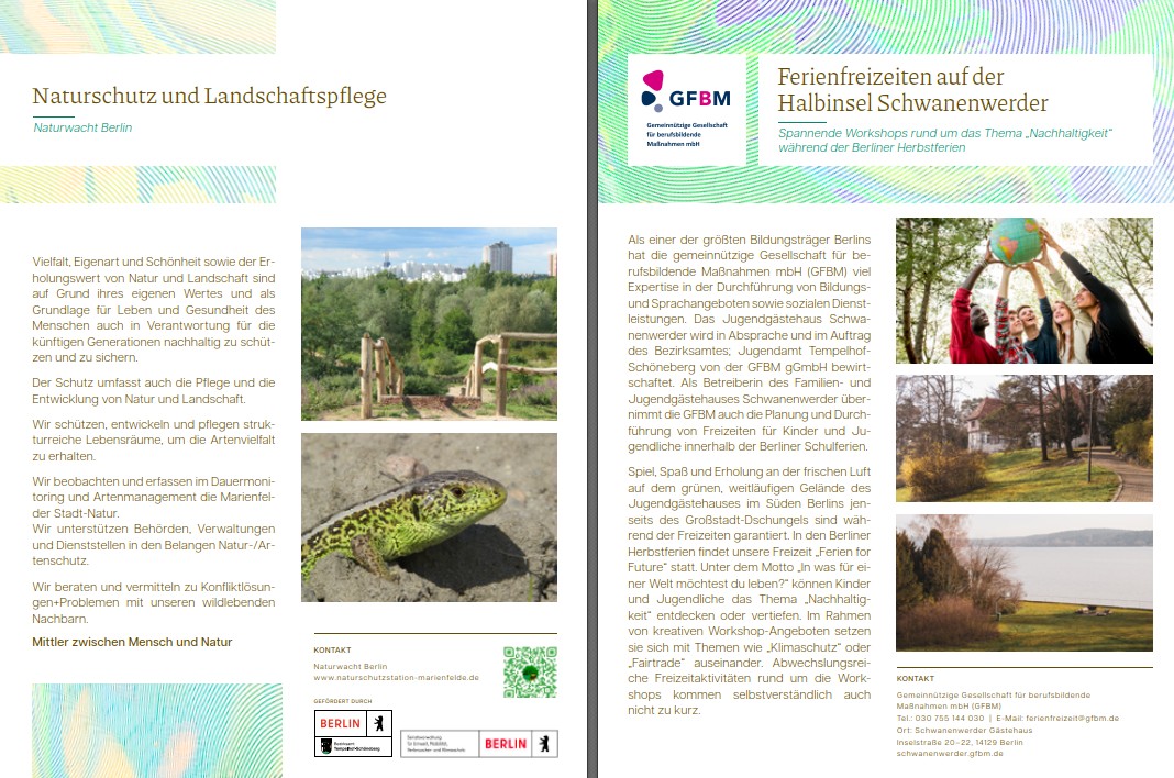 Broschüre Natur- und Umweltbildung Tempelhof-Schöneberg