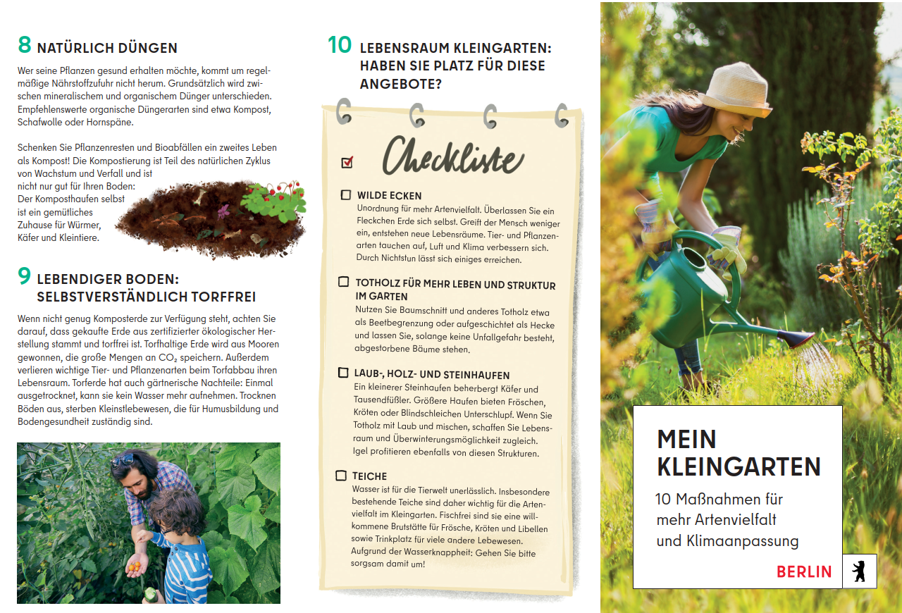 Kleingartenflyer vom Umwelt- und Naturschutzamt Tempelhof-Schöneberg