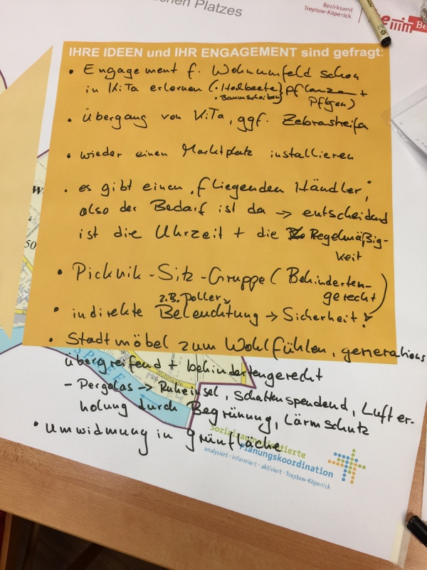Ortsteilgespräch 20.09.18: Ideen Tisch 1